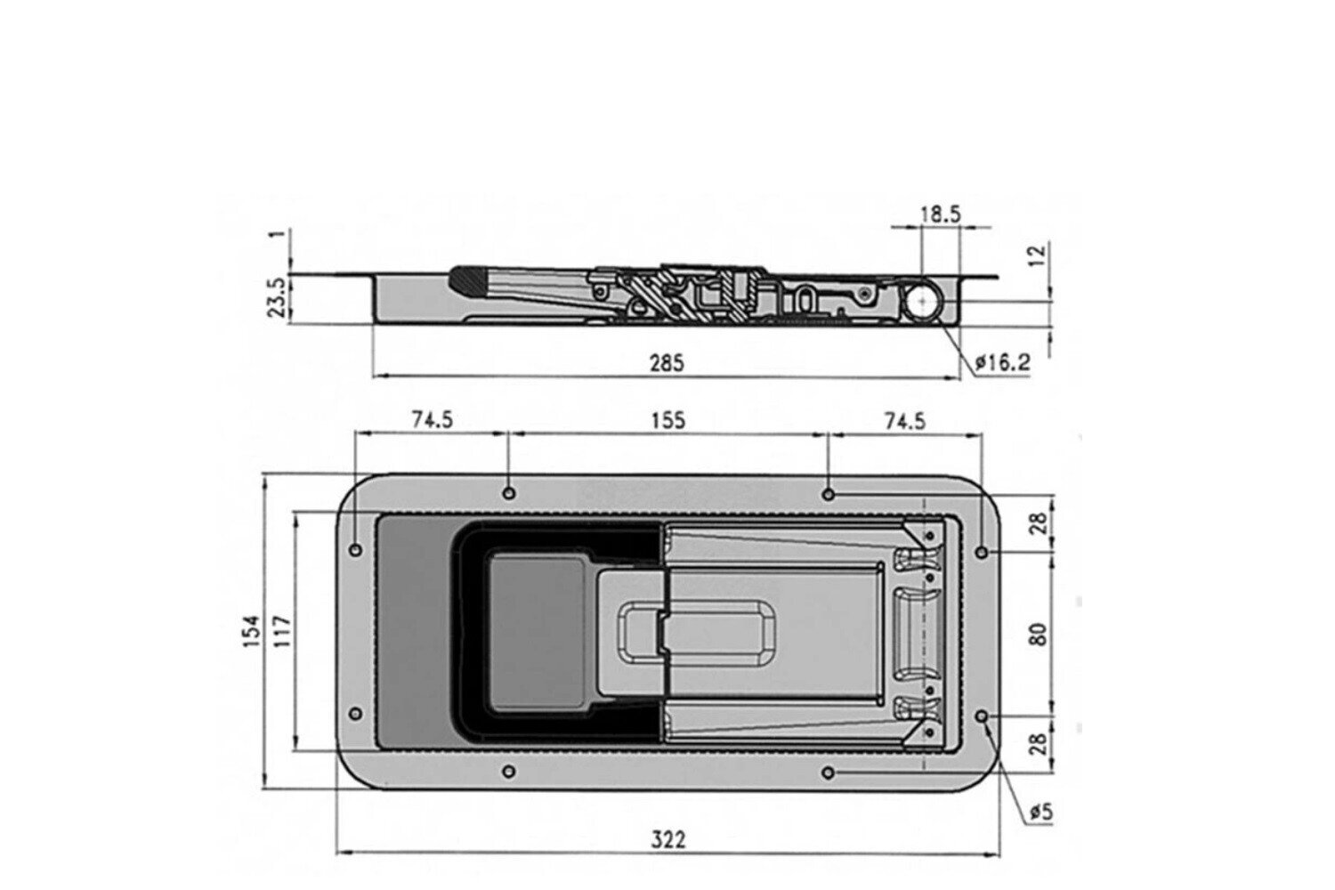 ZAMKNIĘCIE KASETOWE DRZWI BOCZNYCH INOX FI 16 MM PASTORE LOMBARD