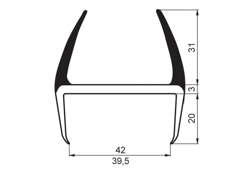 PVC SEAL 39.5/42mm, gray/black, 5m