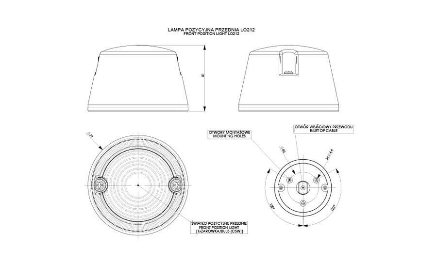 WHITE CLEARANCE LAMP ROUND