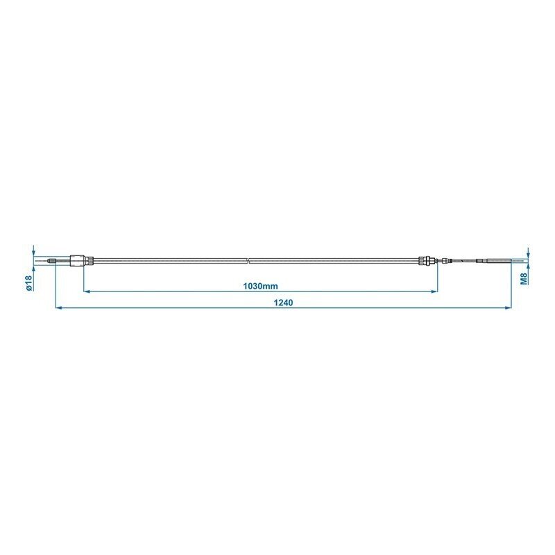 Brake cable 1030/1240mm bushing Ø22/18mm fits Knott/Schlegl/Nieper/Avonride/BPW