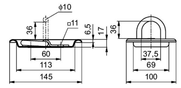 Uchwyt mocowania ładunku podłogowy 800 kg