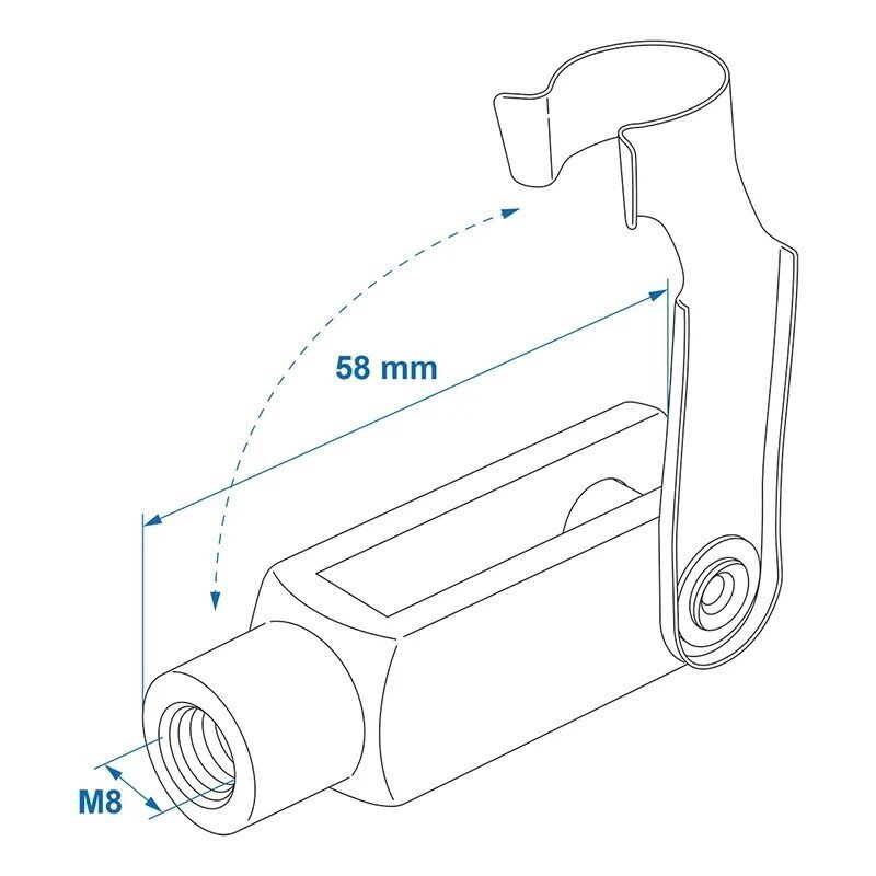 CLEVIS M8 58mm BRAKE LINE HOLDER WITH SPINKER COMBINED 2 pieces.