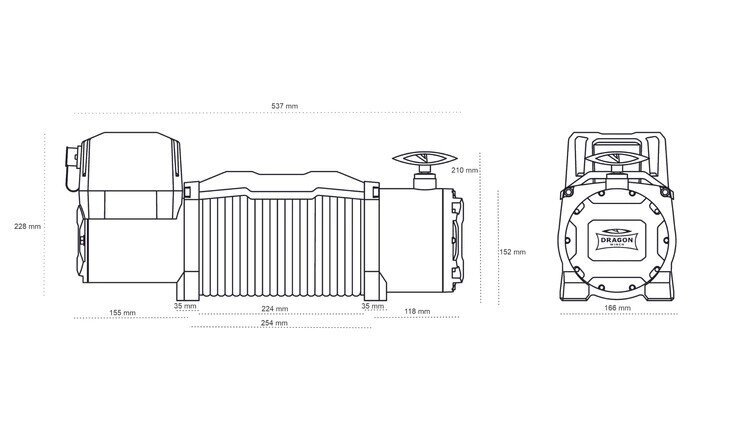 DWM 13000HD 5.9T 12V Dragon Winch winch 20m wire rope